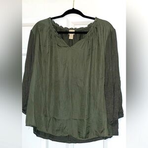 Chico’s Green Peasant Top